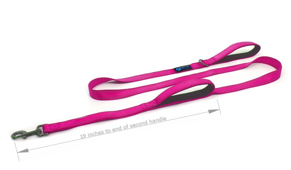 Max and Neo Double Handle Traffic Dog Leash Reflective -  (Pink, 6 FT)
