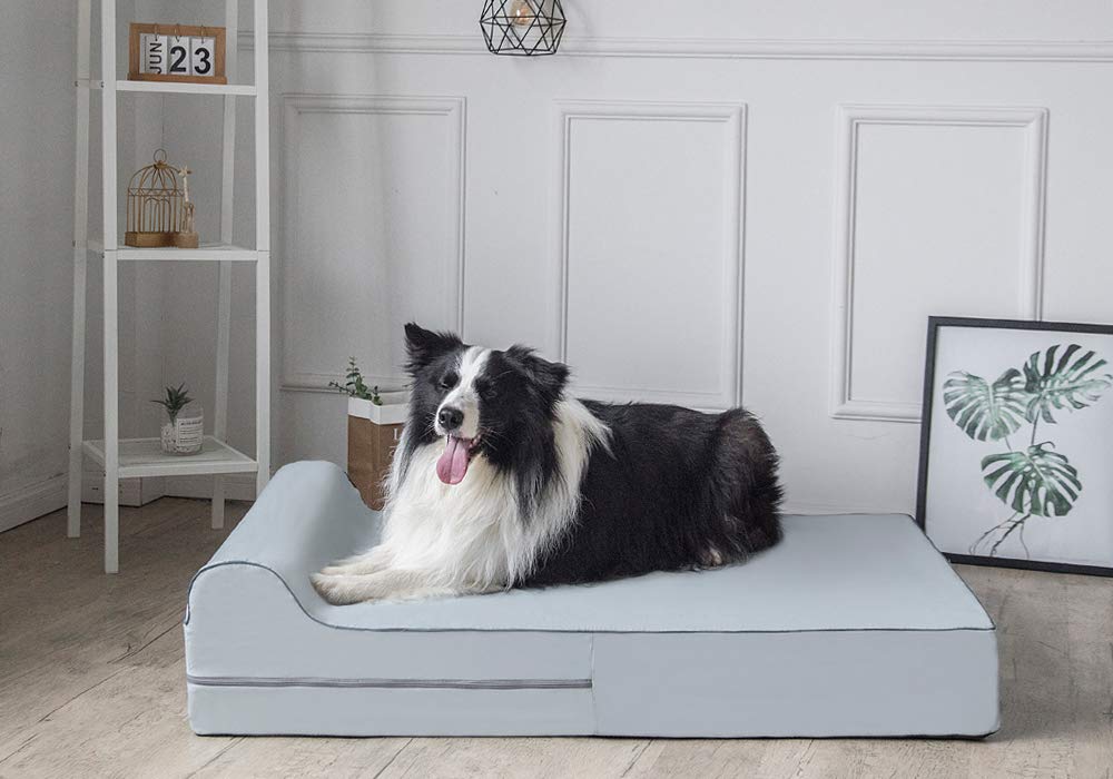 Jumbo Orthopedic Dog Bed - 7-inch Thick Memory Foam Pet Bed With Removable Cover &amp; Free Waterproof Liner - For Large Breed Dogs