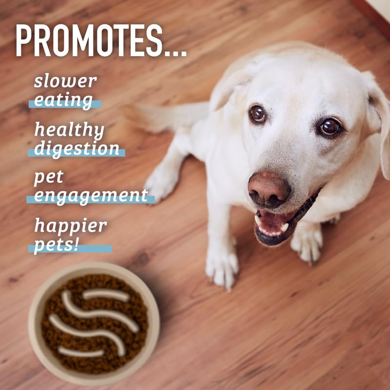 Slow Feeder LARGE Dog Bowls - Cup Maze Puzzle Food Bowl with Feeder Holes, Fits into Elevated Pet Feeders (4 Cup - 8.9-9.25 Inch Feeder Holes)