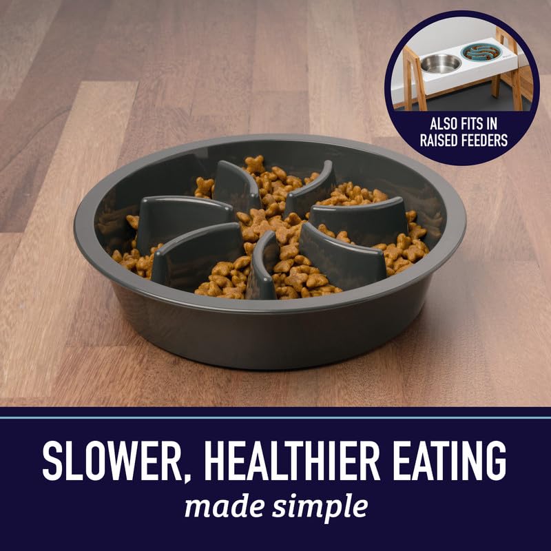 Slow Feeder LARGE Dog Bowls - Cup Maze Puzzle Food Bowl with Feeder Holes, Fits into Elevated Pet Feeders (4 Cup - 8.9-9.25 Inch Feeder Holes)