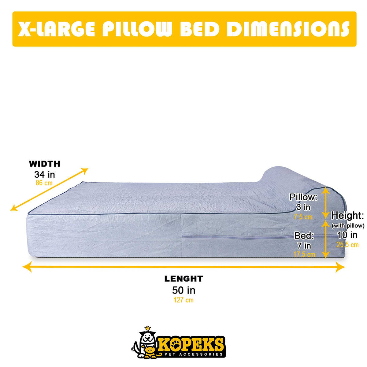 Jumbo Orthopedic Dog Bed - 7-inch Thick Memory Foam Pet Bed With Removable Cover &amp; Free Waterproof Liner - For Large Breed Dogs