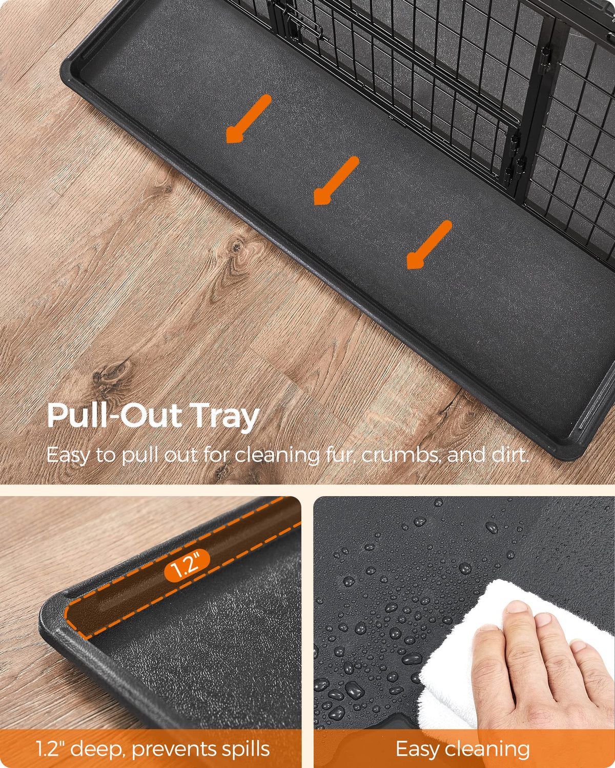 Feandrea Heavy-Duty Dog Crate,  XL for Medium and Large Dogs, 42.1 x 27.6 x 29.5 Inches, Black