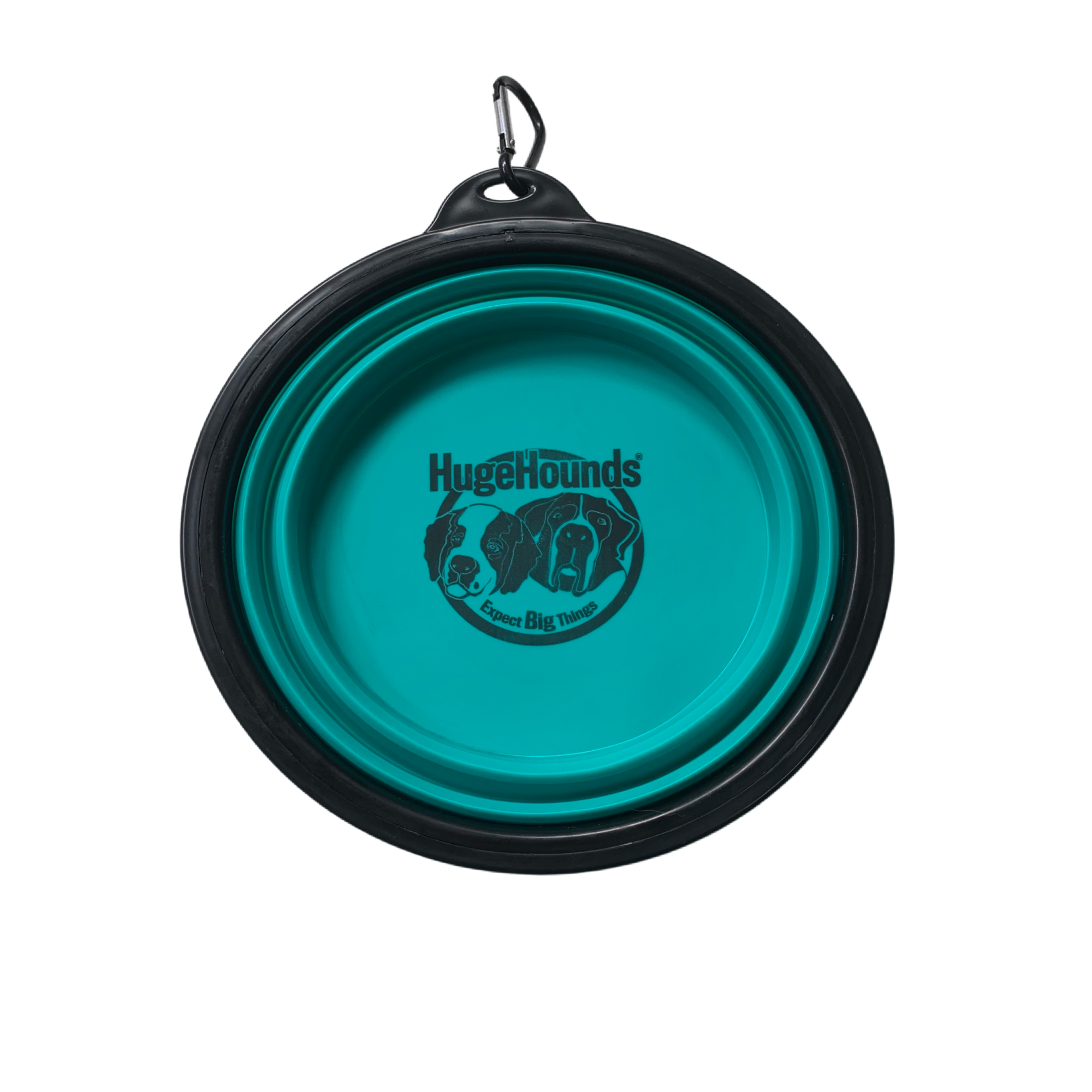 Travel Big Dog Bowl with Carabiner TEAL HugeHounds